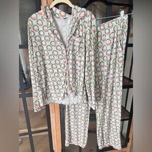 Mary Square bows wreath pajamas set long sleeve shirt pants Christmas